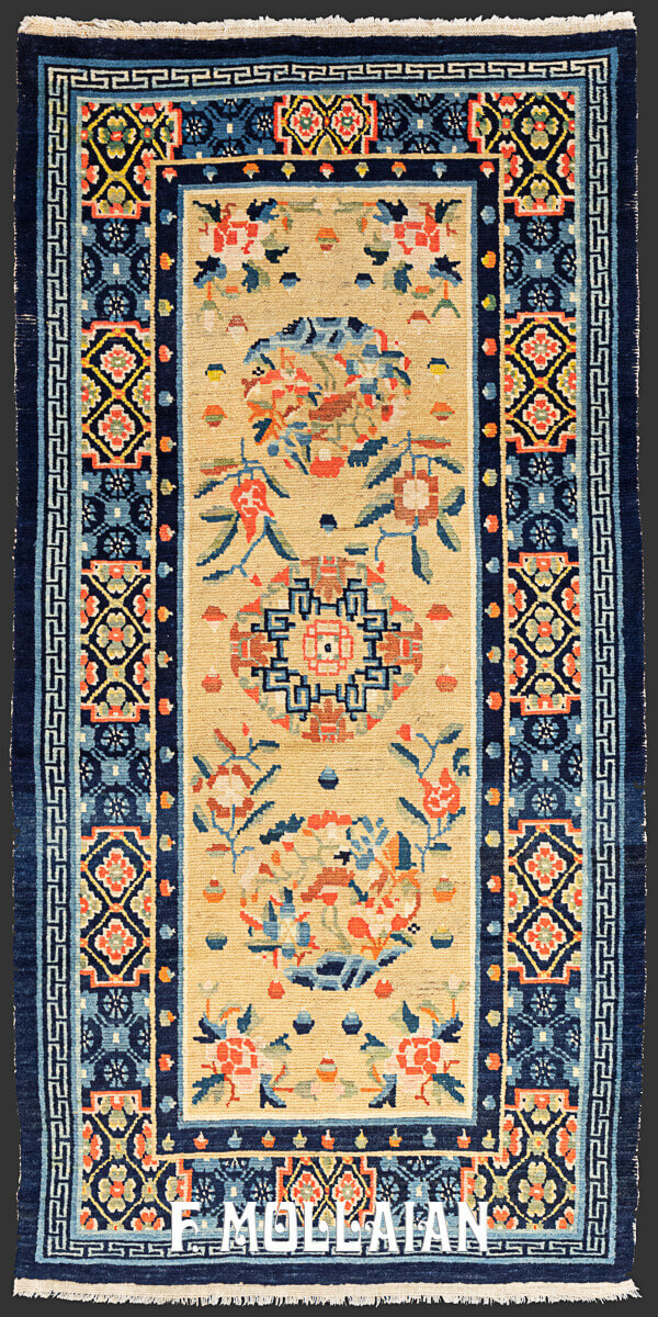 Beige Field Tibetan Antique Floral Rug n°:85607588